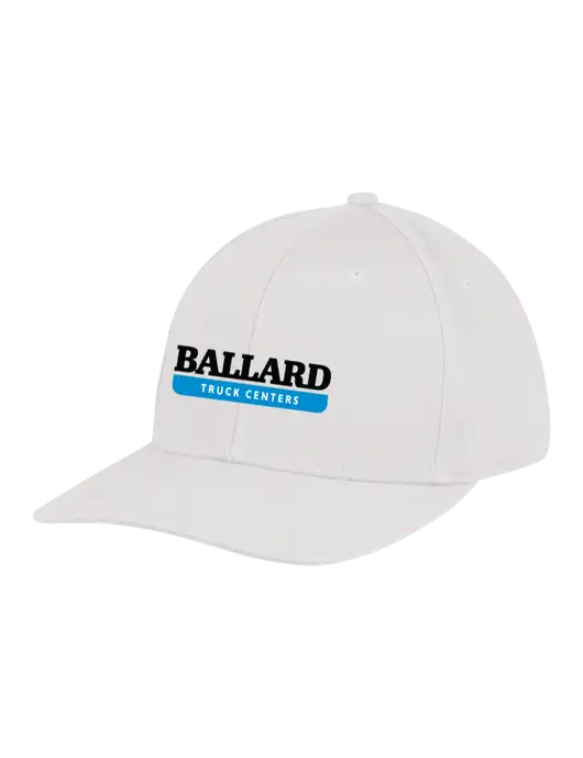 Premium Modern Structured Twill White Snapback Cap w/Ballard Truck Centers Logo