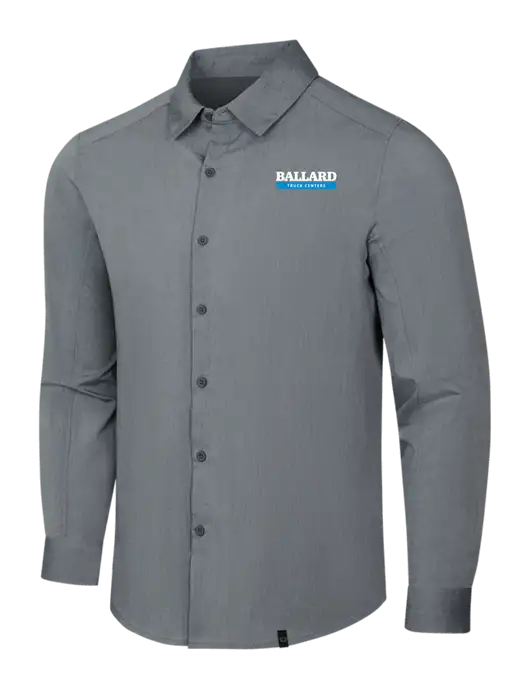 OGIO Medium Grey Heather Commuter Woven Shirt w/Ballard Truck Centers Logo