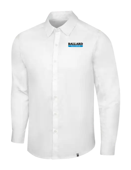 OGIO White Commuter Woven Shirt w/Ballard Truck Centers Logo