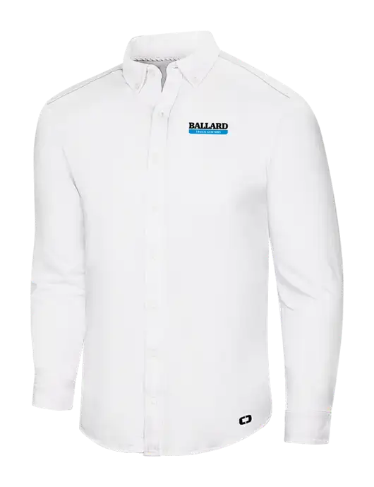 OGIO Bright White Modern Code Stretch Button-Up Shirt w/Ballard Truck Centers Logo