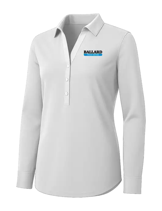 Womens White City Stretch Shirt w/Ballard Truck Centers Logo