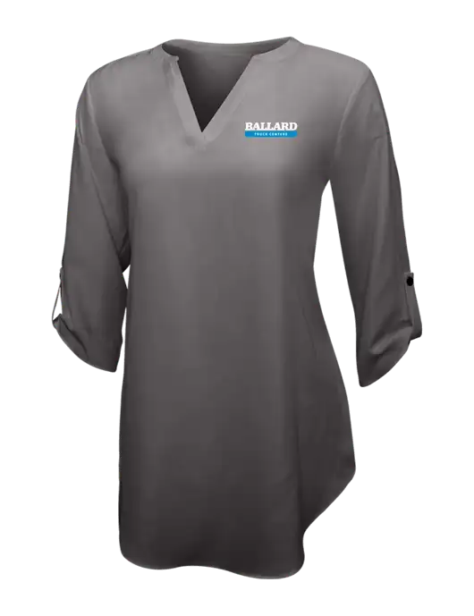 Dark Grey Womens 3/4 Sleeve Tunic Blouse w/Ballard Truck Centers Logo