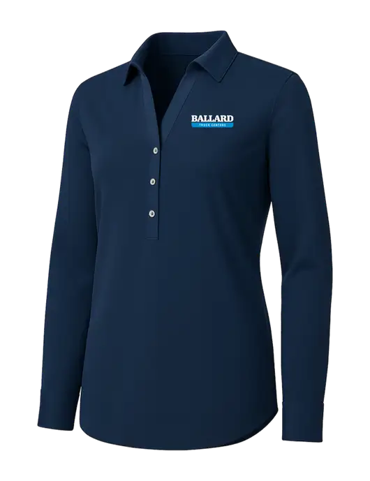 Womens Navy City Stretch Shirt w/Ballard Truck Centers Logo