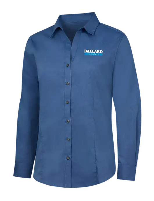 Light Navy Womens Crosshatch Easy Care Shirt w/Ballard Truck Centers Logo