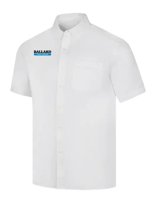 Short Sleeve White Superpro React Twill Shirt w/Ballard Truck Centers Logo