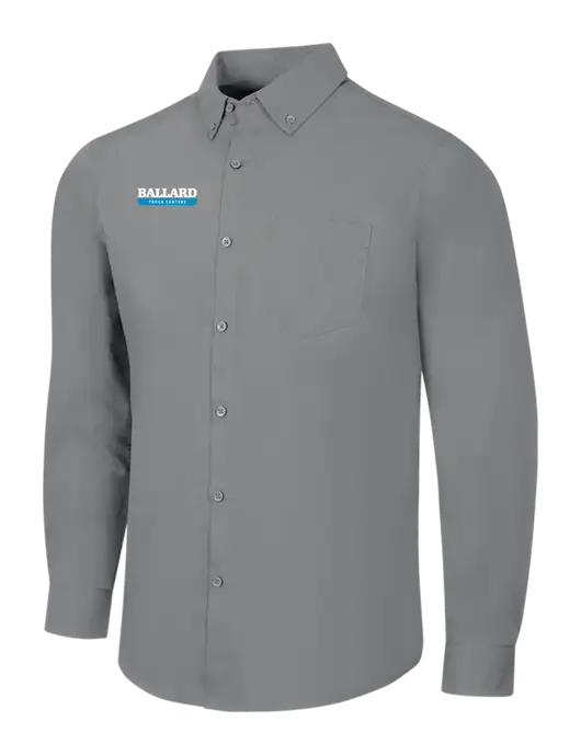 Medium Grey Long Sleeve Carefree Poplin Shirt w/Ballard Truck Centers Logo