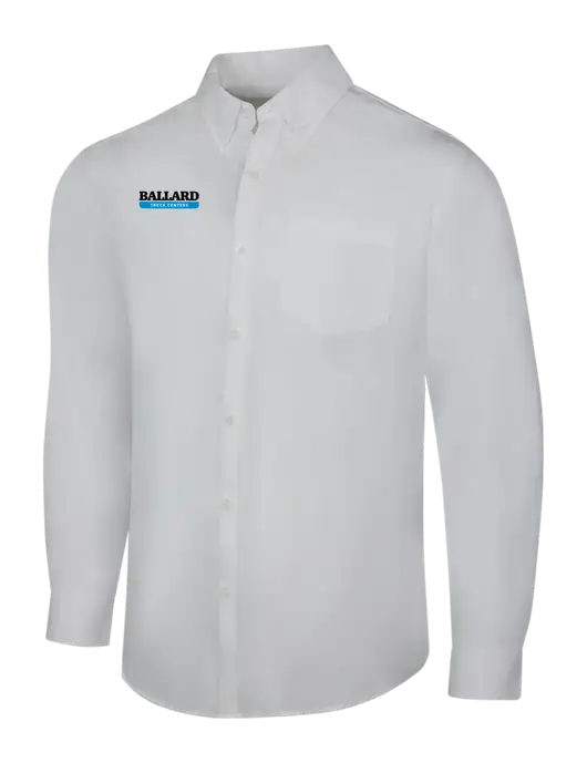 White Long Sleeve Carefree Poplin Shirt w/Ballard Truck Centers Logo