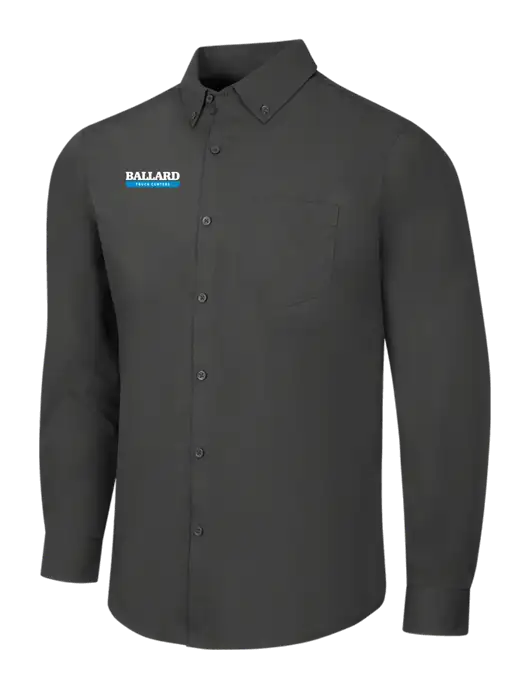 Dark Grey Long Sleeve Carefree Poplin Shirt w/Ballard Truck Centers Logo