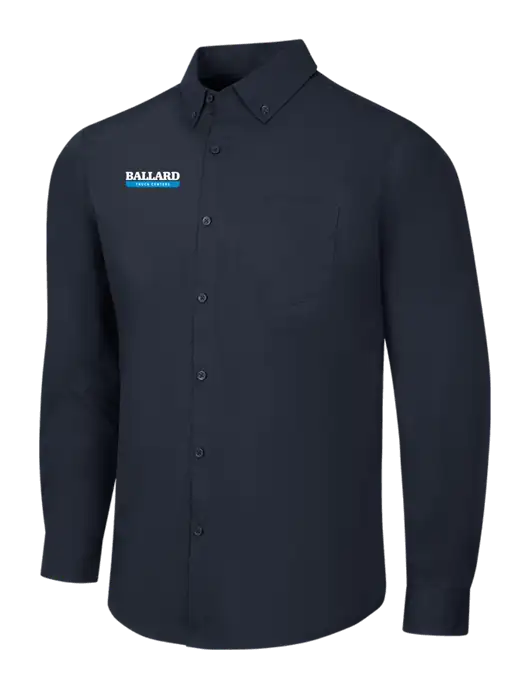 Navy Long Sleeve Carefree Poplin Shirt w/Ballard Truck Centers Logo