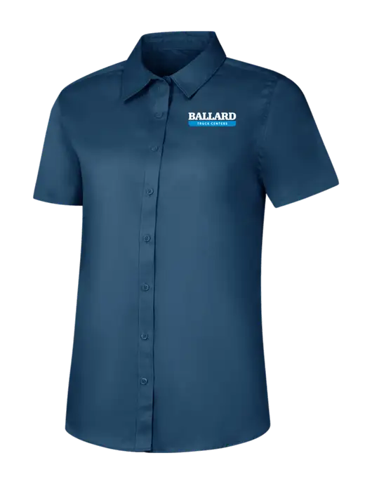 Womens Light Navy Short Sleeve Superpro React Twill Shirt w/Ballard Truck Centers Logo