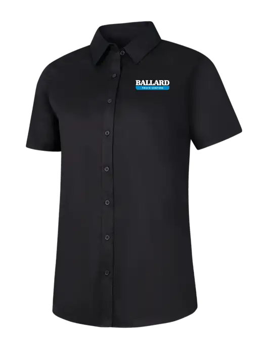 Womens Black Short Sleeve Superpro React Twill Shirt w/Ballard Truck Centers Logo