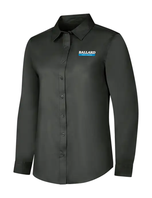 Dark Grey Womens Long Sleeve Superpro React Twill Shirt w/Ballard Truck Centers Logo