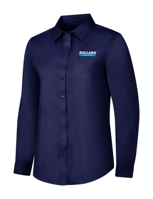 Navy Womens Long Sleeve Superpro React Twill Shirt w/Ballard Truck Centers Logo