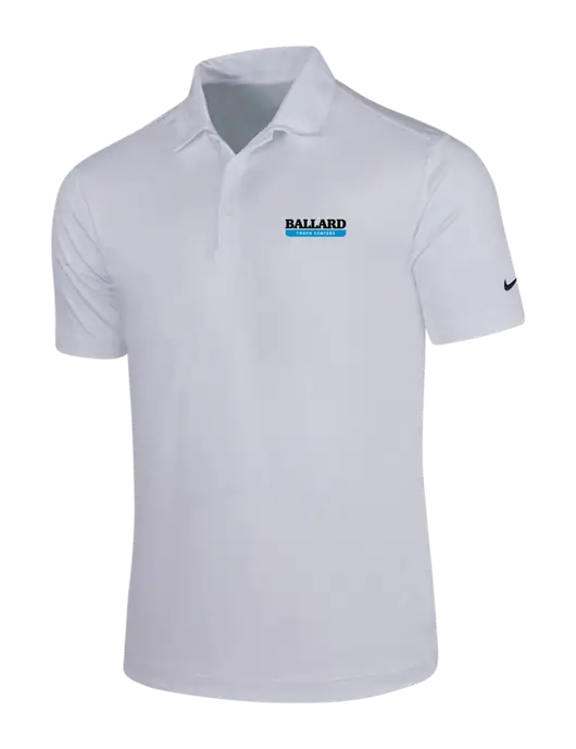 NIKE White Dri-Fit Vertical Mesh Polo w/Ballard Truck Centers Logo