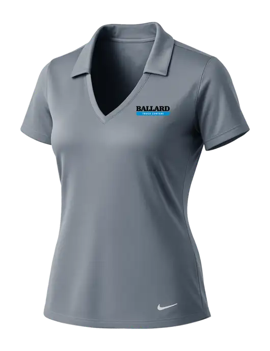 NIKE Medium Grey Womens Dri-Fit Vertical Mesh Polo w/Ballard Truck Centers Logo