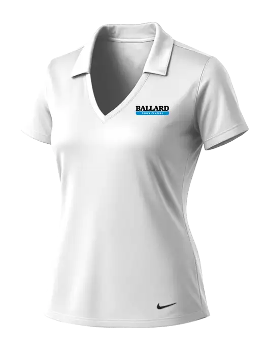 NIKE White Womens Dri-Fit Vertical Mesh Polo w/Ballard Truck Centers Logo