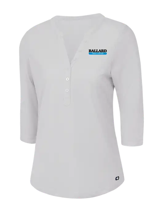 OGIO Bright White Jewel Henley w/Ballard Truck Centers Logo