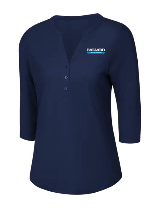 OGIO Navy Jewel Henley w/Ballard Truck Centers Logo
