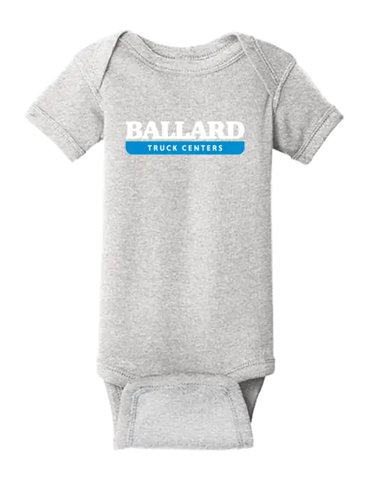 Rabbit Skins Light Grey Heather Infant Short Sleeve Baby Rib Bodysuit w/Ballard Truck Centers Logo