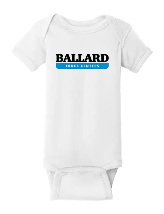 Rabbit Skins White Infant Short Sleeve Baby Rib Bodysuit w/Ballard Truck Centers Logo