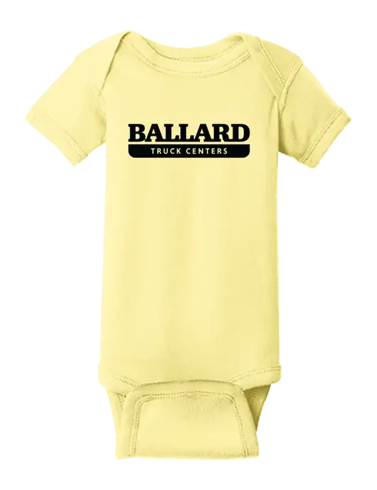 Rabbit Skins Banana Infant Short Sleeve Baby Rib Bodysuit w/Ballard Truck Centers Logo