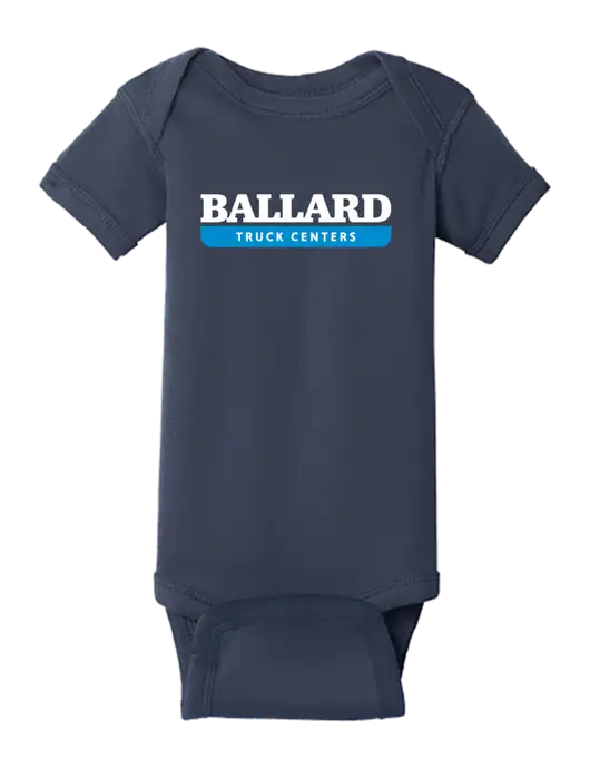 Rabbit Skins Navy Infant Short Sleeve Baby Rib Bodysuit w/Ballard Truck Centers Logo