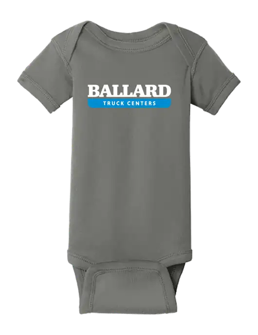 Rabbit Skins Charcoal Infant Short Sleeve Baby Rib Bodysuit w/Ballard Truck Centers Logo
