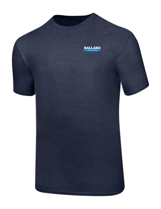 Ring Spun Heather Navy 4.5 oz T-Shirt w/Ballard Truck Centers Logo
