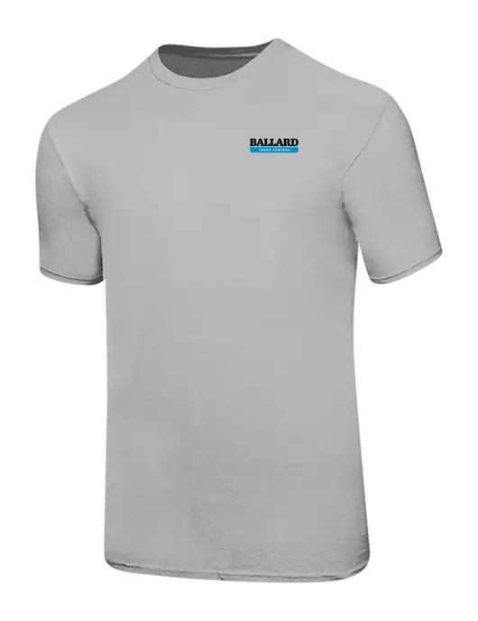 Ring Spun Silver 4.5 oz T-Shirt w/Ballard Truck Centers Logo