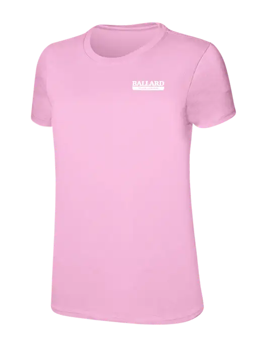 Womens Ring Spun Candy Pink 4.5 oz T-Shirt w/Ballard Truck Centers Logo