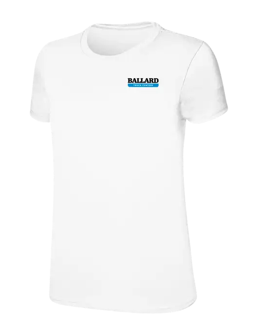 Womens Ring Spun White 4.5 oz T-Shirt w/Ballard Truck Centers Logo