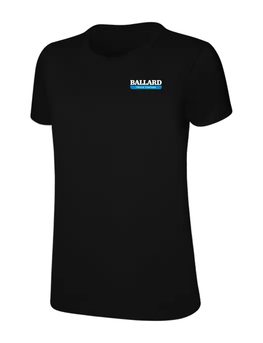 Womens Ring Spun Jet Black 4.5 oz T-Shirt w/Ballard Truck Centers Logo