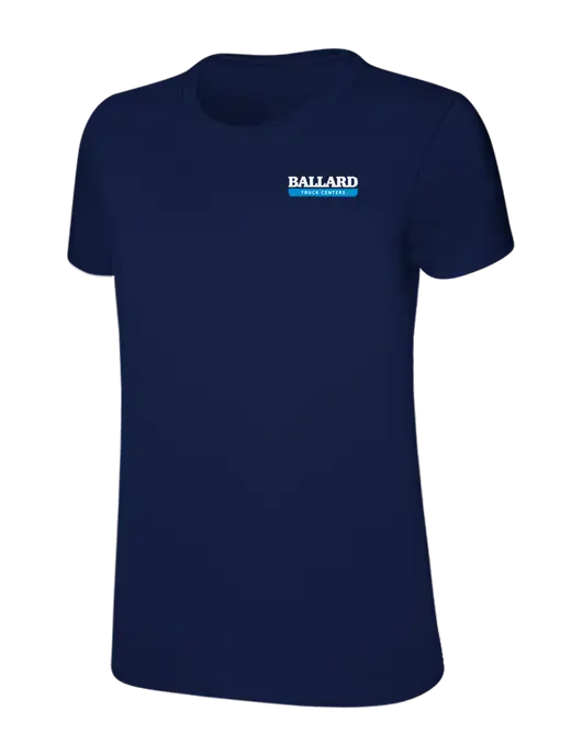 Womens Ring Spun Navy 4.5 oz T-Shirt w/Ballard Truck Centers Logo