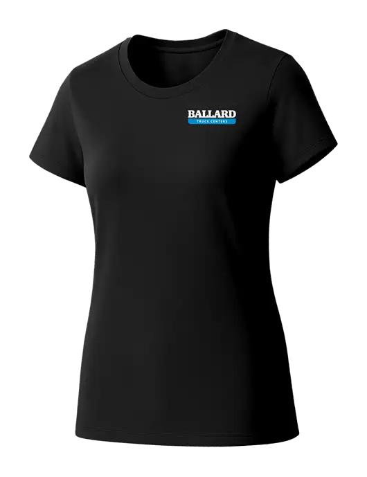 Womens Seriously Soft Black T-Shirt w/Ballard Truck Centers Logo