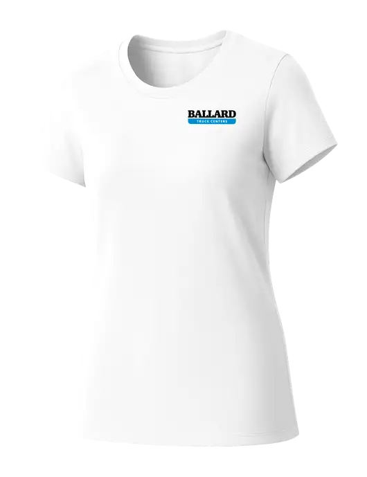 Womens Seriously Soft White T-Shirt w/Ballard Truck Centers Logo