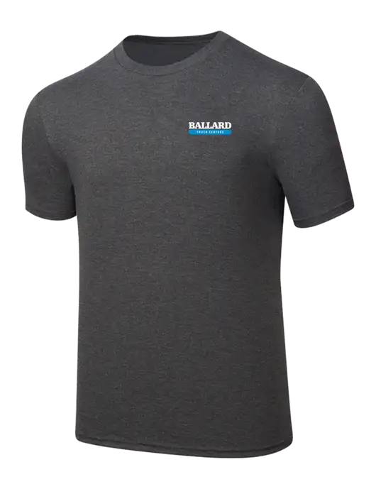 Simply Soft Heathered Charcoal 4.5oz  Poly/Combed Ring Spun Cotton T-Shirt w/Ballard Truck Centers Logo