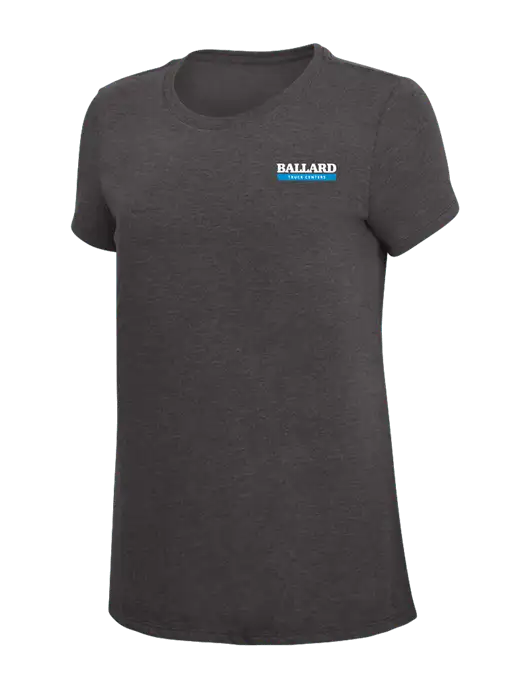 Womens Simply Soft Heather Charcoal 4.5oz  Poly/Combed Ring Spun Cotton T-Shirt w/Ballard Truck Centers Logo