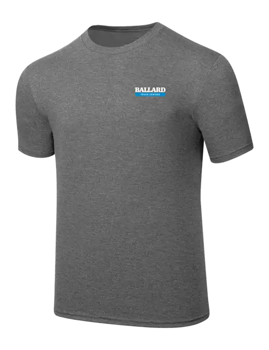 Simply Soft Heathered Medium Grey 4.5oz  Poly/Combed Ring Spun Cotton T-Shirt w/Ballard Truck Centers Logo