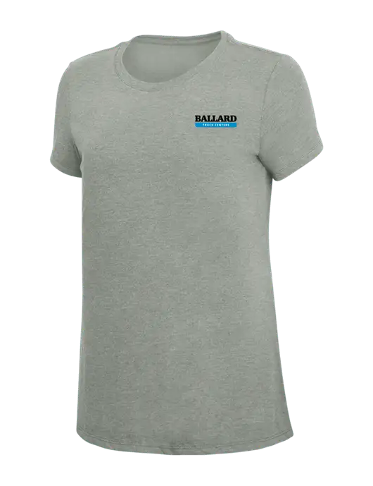 Womens Simply Soft Grey Frost 4.5oz  Poly/Combed Ring Spun Cotton T-Shirt w/Ballard Truck Centers Logo