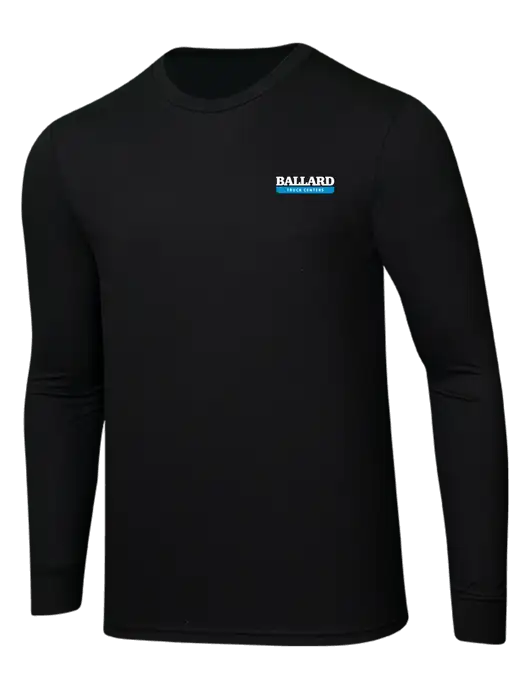 Simply Soft Long Sleeve Black 4.5 oz, Poly/Combed Ring Spun Cotton T-Shirt w/Ballard Truck Centers Logo