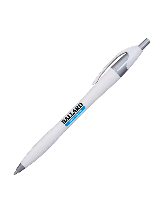 Novella White/Silver Shimmer Pen - Blue Ink w/Ballard Truck Centers Logo