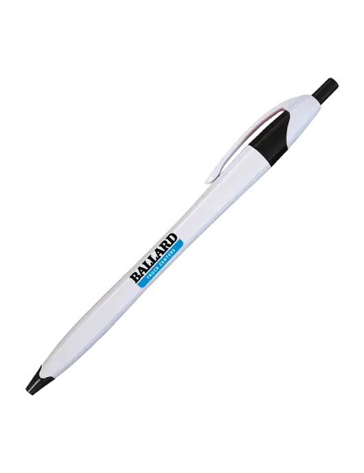Novella White/Black Classic Pen - Blue Ink w/Ballard Truck Centers Logo