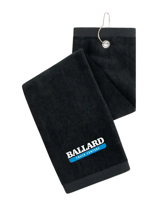 Black Tri-Fold Golf Towel with Grommet w/Ballard Truck Centers Logo