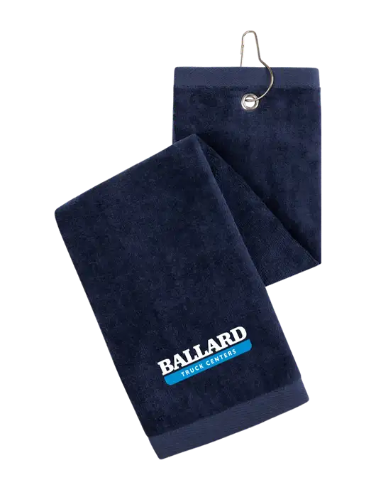 Navy Tri-Fold Golf Towel with Grommet w/Ballard Truck Centers Logo