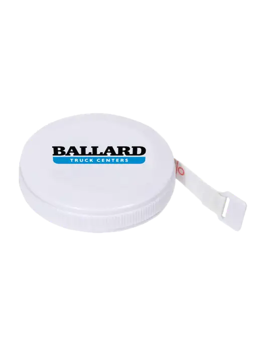 White Round Tape Measure w/Ballard Truck Centers Logo