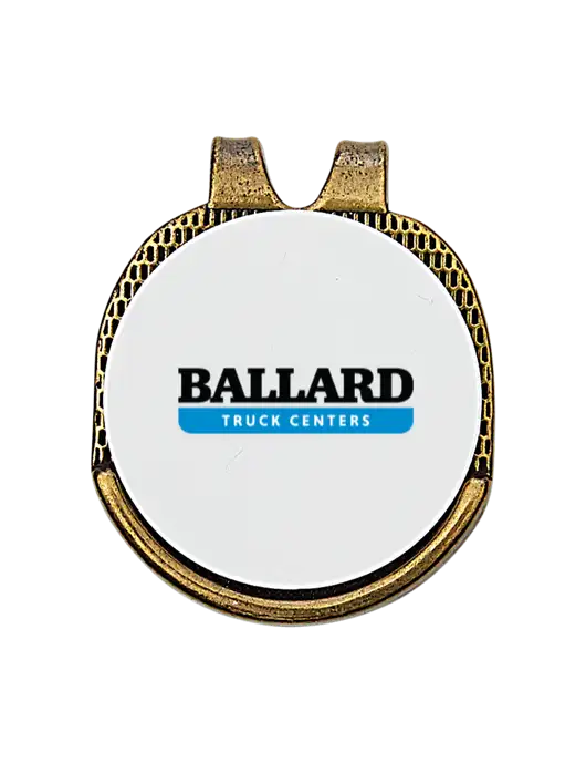Antique Gold Hat Clip w/Golf Ball Marker w/Ballard Truck Centers Logo