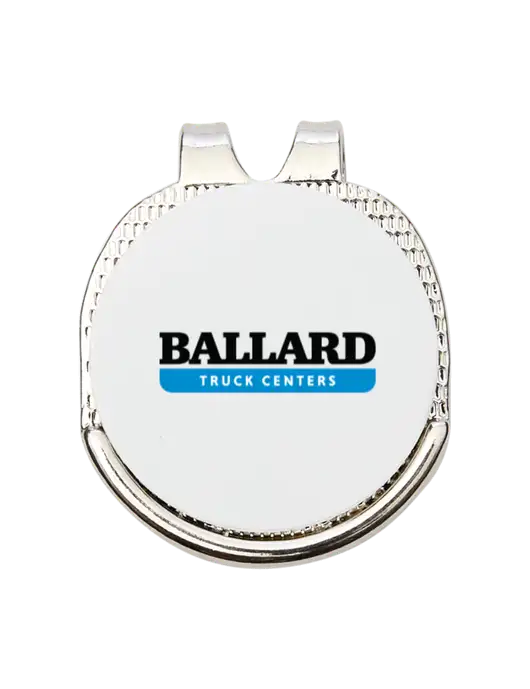 Antique Silver Hat Clip w/Golf Ball Marker w/Ballard Truck Centers Logo
