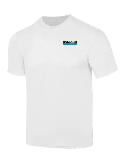 Simply Soft White 4.5oz  Poly/Combed Ring Spun Cotton T-Shirt w/Ballard Truck Centers Logo
