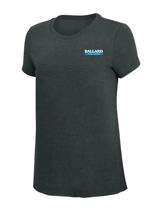 Womens Simply Soft Black Frost 4.5oz Poly/Combed Ring Spun Cotton T-Shirt w/Ballard Truck Centers Logo