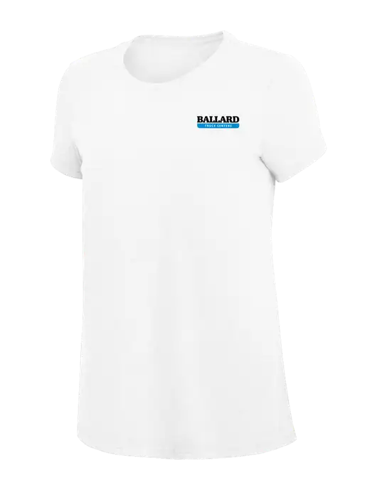 Womens Simply Soft White 4.5oz Poly/Combed Ring Spun Cotton T-Shirt
 w/Ballard Truck Centers Logo